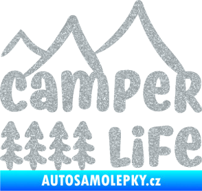 Samolepka Camper life 001 horská turistika Ultra Metalic stříbrná metalíza