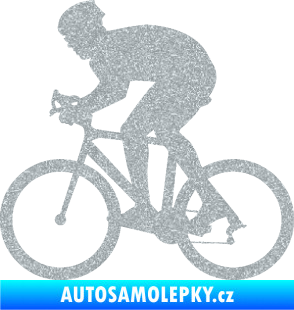 Samolepka Cyklista 008 levá Ultra Metalic stříbrná metalíza