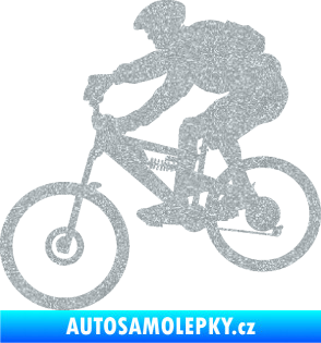 Samolepka Cyklista 009 levá horské kolo Ultra Metalic stříbrná metalíza