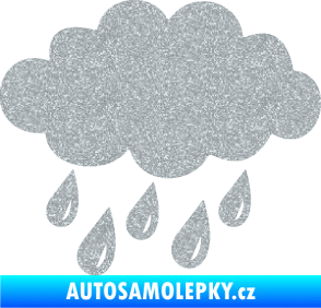Samolepka Déšť 001 levá mrak a kapky Ultra Metalic stříbrná metalíza