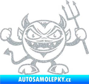 Samolepka Devil pravá čertík s vidlemi Ultra Metalic stříbrná metalíza