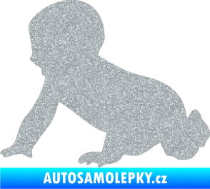 Samolepka Dítě v autě 025 levá miminko silueta Ultra Metalic stříbrná metalíza