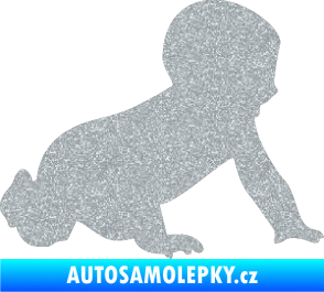 Samolepka Dítě v autě 025 pravá miminko silueta Ultra Metalic stříbrná metalíza