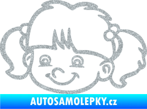 Samolepka Dítě v autě 035 levá holka hlavička Ultra Metalic stříbrná metalíza