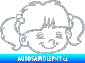 Samolepka Dítě v autě 035 pravá holka hlavička Ultra Metalic stříbrná metalíza