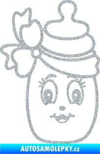 Samolepka Dítě v autě 062 levá kojenecká lahvička Ultra Metalic stříbrná metalíza