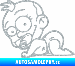Samolepka Dítě v autě 067 levá lezoucí miminko Ultra Metalic stříbrná metalíza