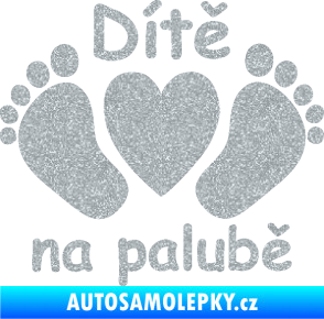 Samolepka Dítě v autě 089 nožičky s nápisem Ultra Metalic stříbrná metalíza