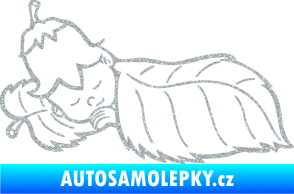 Samolepka Dítě v autě 107 levá spinká na lístečku Ultra Metalic stříbrná metalíza