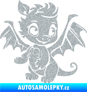 Samolepka Dragon 054 pravá roztomilý dráček Ultra Metalic stříbrná metalíza