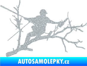 Samolepka Dřevorubec 006 pravá prořezání ve výškách Ultra Metalic stříbrná metalíza