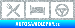 Samolepka Eat, sleep, drive 002 symboly jím, spím, řídím Ultra Metalic stříbrná metalíza