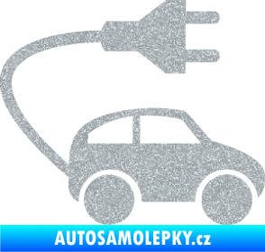 Samolepka Elektro auto 002 pravá symbol zásuvka Ultra Metalic stříbrná metalíza