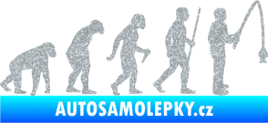 Samolepka Evoluce 005 rybář pravá Ultra Metalic stříbrná metalíza