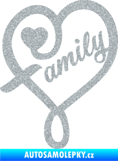 Samolepka Family 001 nápis se srdíčkem Ultra Metalic stříbrná metalíza