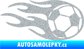 Samolepka Fotbalový míč 004 pravá v plamenech Ultra Metalic stříbrná metalíza