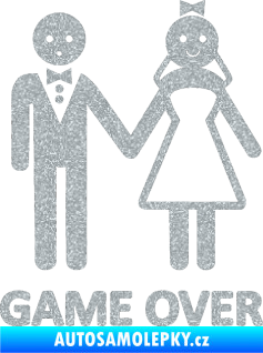 Samolepka Game over varianta svatba Ultra Metalic stříbrná metalíza