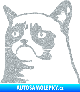 Samolepka Grumpy cat 002 levá Ultra Metalic stříbrná metalíza