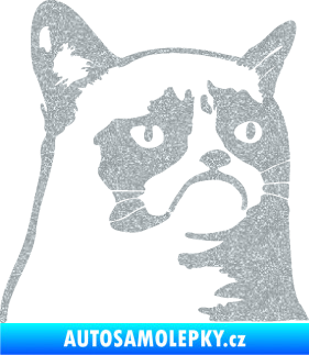 Samolepka Grumpy cat 002 pravá Ultra Metalic stříbrná metalíza