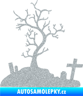 Samolepka Halloween 019 levá hřbitov Ultra Metalic stříbrná metalíza
