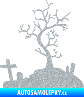 Samolepka Halloween 019 pravá hřbitov Ultra Metalic stříbrná metalíza