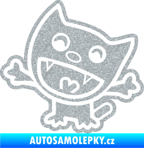 Samolepka Happy cat 002 levá šťastná kočka Ultra Metalic stříbrná metalíza