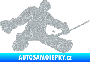 Samolepka Hokejista 015 pravá brankář Ultra Metalic stříbrná metalíza