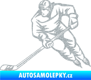 Samolepka Hokejista 030 levá Ultra Metalic stříbrná metalíza
