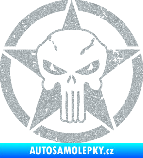 Samolepka Hvězda army 011 levá s lebkou Ultra Metalic stříbrná metalíza