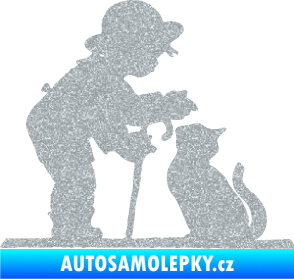 Samolepka Interiér 002 levá dítě s kočičkou Ultra Metalic stříbrná metalíza
