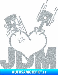 Samolepka JDM heart  Ultra Metalic stříbrná metalíza