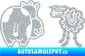 Samolepka JDM kravička a ovečka 002 levá Ultra Metalic stříbrná metalíza