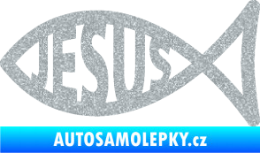 Samolepka Jesus rybička 003 křesťanský symbol Ultra Metalic stříbrná metalíza