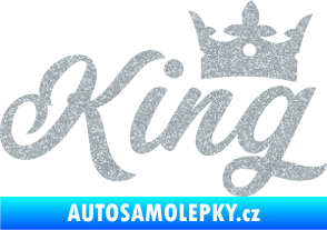 Samolepka King nápis s korunou Ultra Metalic stříbrná metalíza