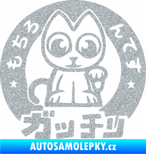 Samolepka Kočička lucky cat JDM 002  Ultra Metalic stříbrná metalíza