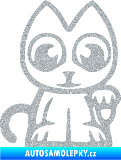 Samolepka Kočička lucky cat JDM pravá Ultra Metalic stříbrná metalíza