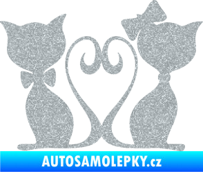Samolepka Kočky love 002 levá spletené ocásky Ultra Metalic stříbrná metalíza