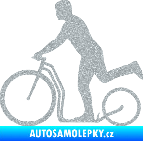 Samolepka Koloběžka 001 levá jízda  Ultra Metalic stříbrná metalíza