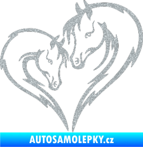 Samolepka Koníci 002 - pravá srdíčko kůň s hříbátkem Ultra Metalic stříbrná metalíza