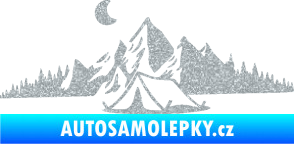 Samolepka Krajina hory 023 levá kempování Ultra Metalic stříbrná metalíza