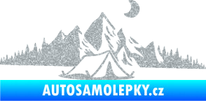Samolepka Krajina hory 023 pravá kempování Ultra Metalic stříbrná metalíza