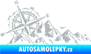 Samolepka Krajina hory 043 levá s kompasem Ultra Metalic stříbrná metalíza