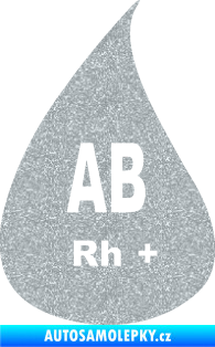 Samolepka Krevní skupina AB Rh+ kapka Ultra Metalic stříbrná metalíza