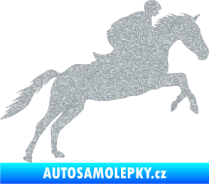 Samolepka Kůň 019 pravá jezdec v sedle Ultra Metalic stříbrná metalíza