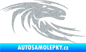 Samolepka Kůň 023 pravá hlava s vlající hřívou Ultra Metalic stříbrná metalíza