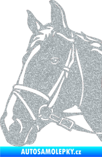 Samolepka Kůň 028 levá hlava s uzdou Ultra Metalic stříbrná metalíza