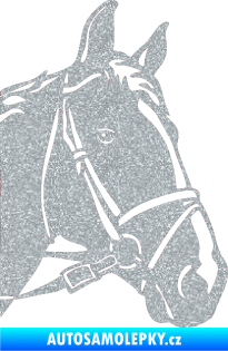 Samolepka Kůň 028 pravá hlava s uzdou Ultra Metalic stříbrná metalíza