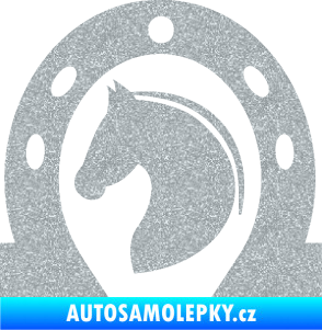 Samolepka Kůň 034 levá podkova Ultra Metalic stříbrná metalíza