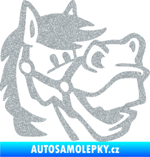 Samolepka Kůň 041 pravá veselý  Ultra Metalic stříbrná metalíza