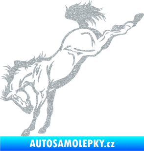 Samolepka Kůň 052 levá vykopává zadní nohy Ultra Metalic stříbrná metalíza